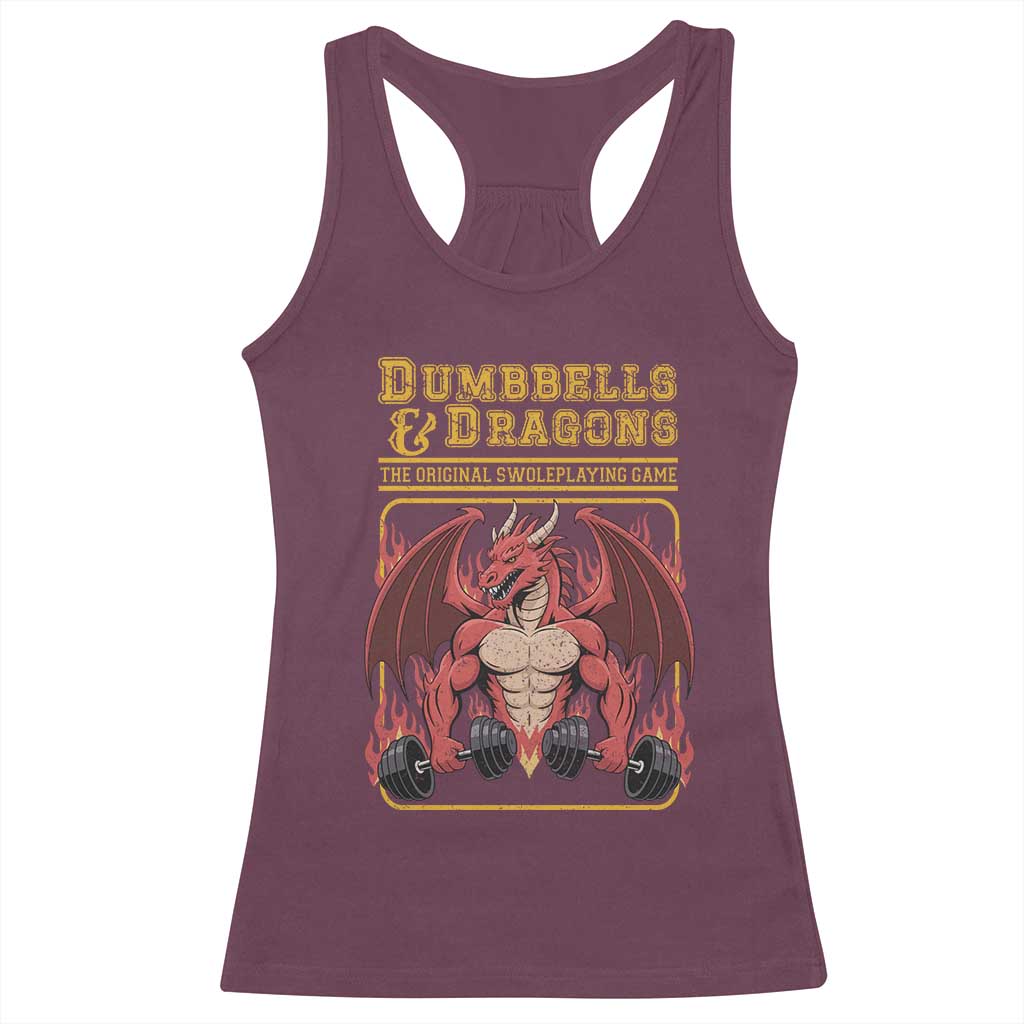Funny RPG Workout Gym Nerd Racerback Tank Top Dumbbells And Dragons The Original Swoleplaying Game - Wonder Print Shop