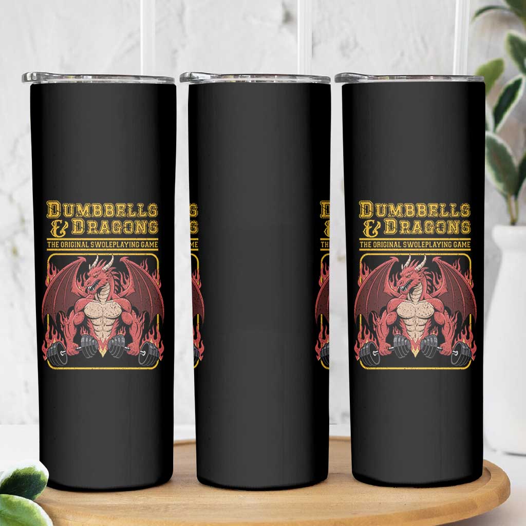 Funny RPG Workout Gym Nerd Skinny Tumbler Dumbbells And Dragons The Original Swoleplaying Game - Wonder Print Shop