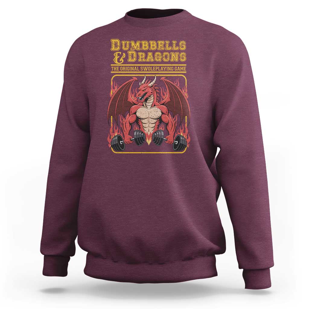 Funny RPG Workout Gym Nerd Sweatshirt Dumbbells And Dragons The Original Swoleplaying Game - Wonder Print Shop