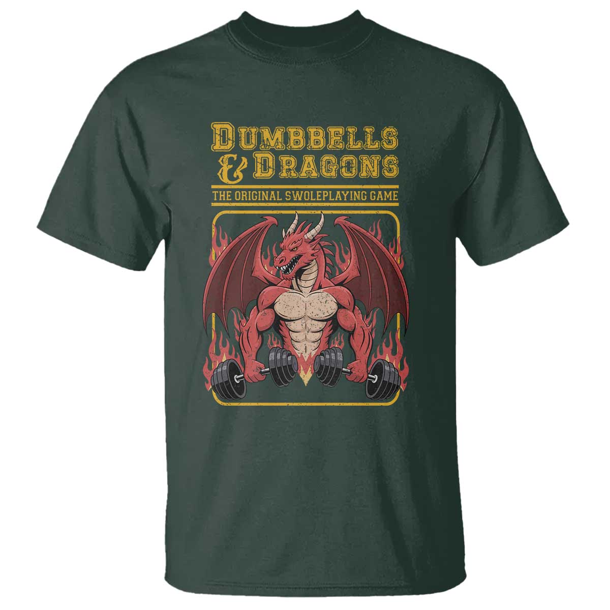Funny RPG Workout Gym Nerd T Shirt Dumbbells And Dragons The Original Swoleplaying Game - Wonder Print Shop