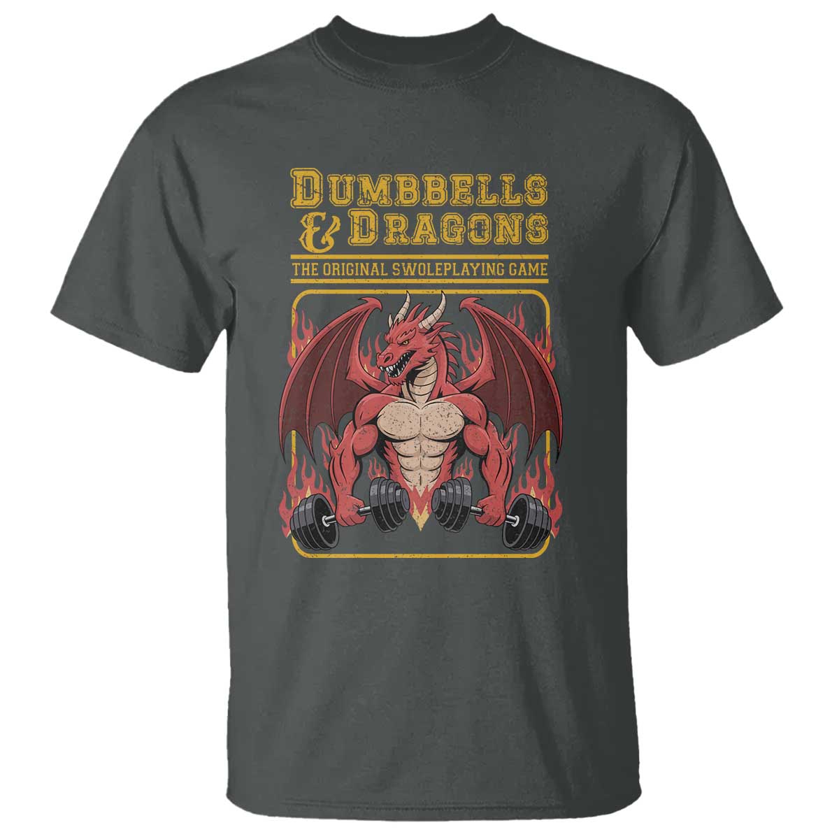 Funny RPG Workout Gym Nerd T Shirt Dumbbells And Dragons The Original Swoleplaying Game - Wonder Print Shop
