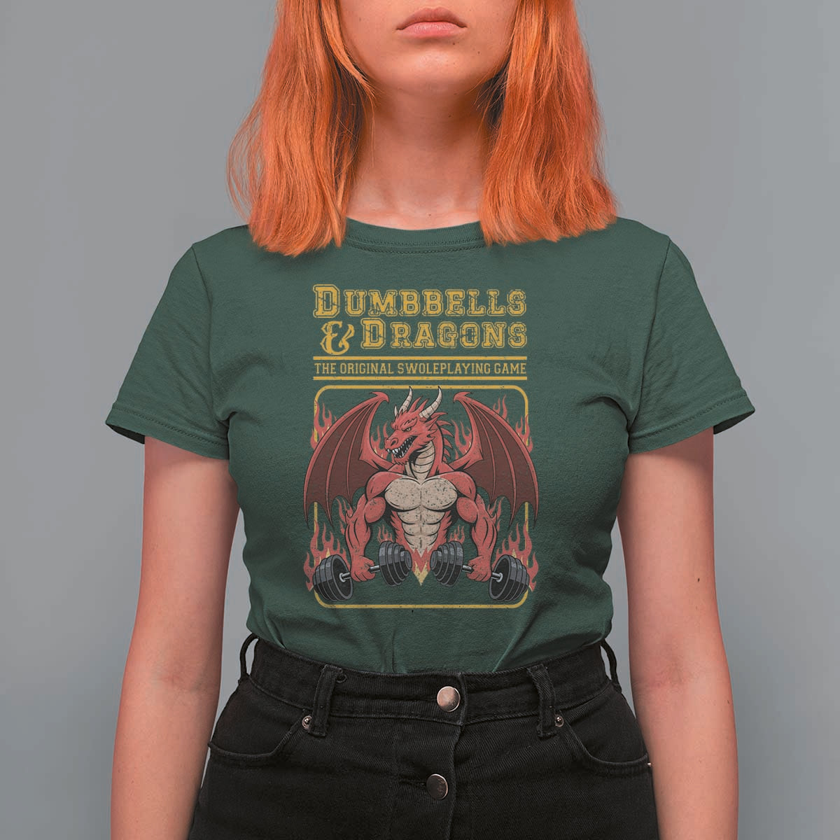 Funny RPG Workout Gym Nerd T Shirt For Women Dumbbells And Dragons The Original Swoleplaying Game - Wonder Print Shop