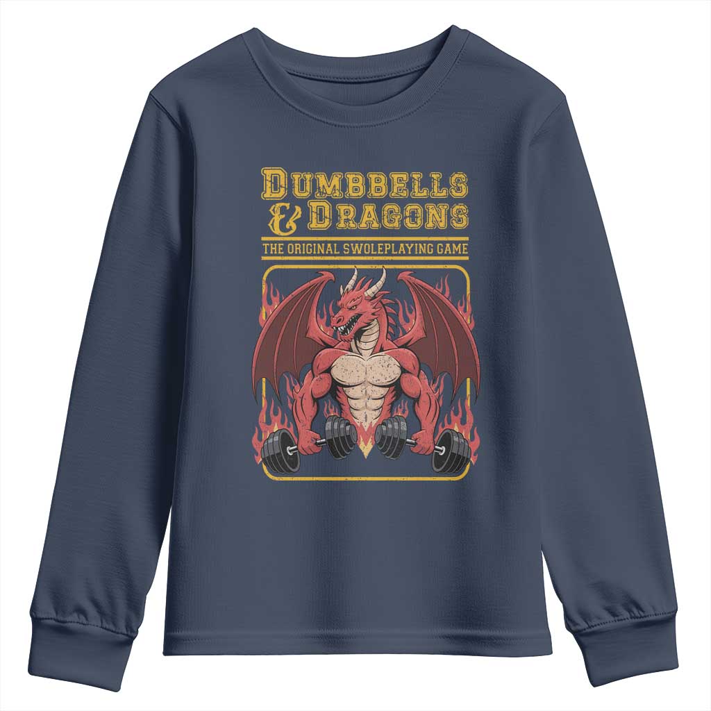 Funny RPG Workout Gym Nerd Youth Sweatshirt Dumbbells And Dragons The Original Swoleplaying Game - Wonder Print Shop