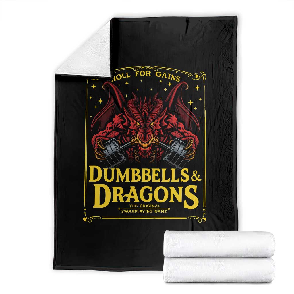 Funny RPG Weightlifting Workout Gym Throw Blanket Dumbbells And Dragons The Original Swoleplaying Game - Wonder Print Shop