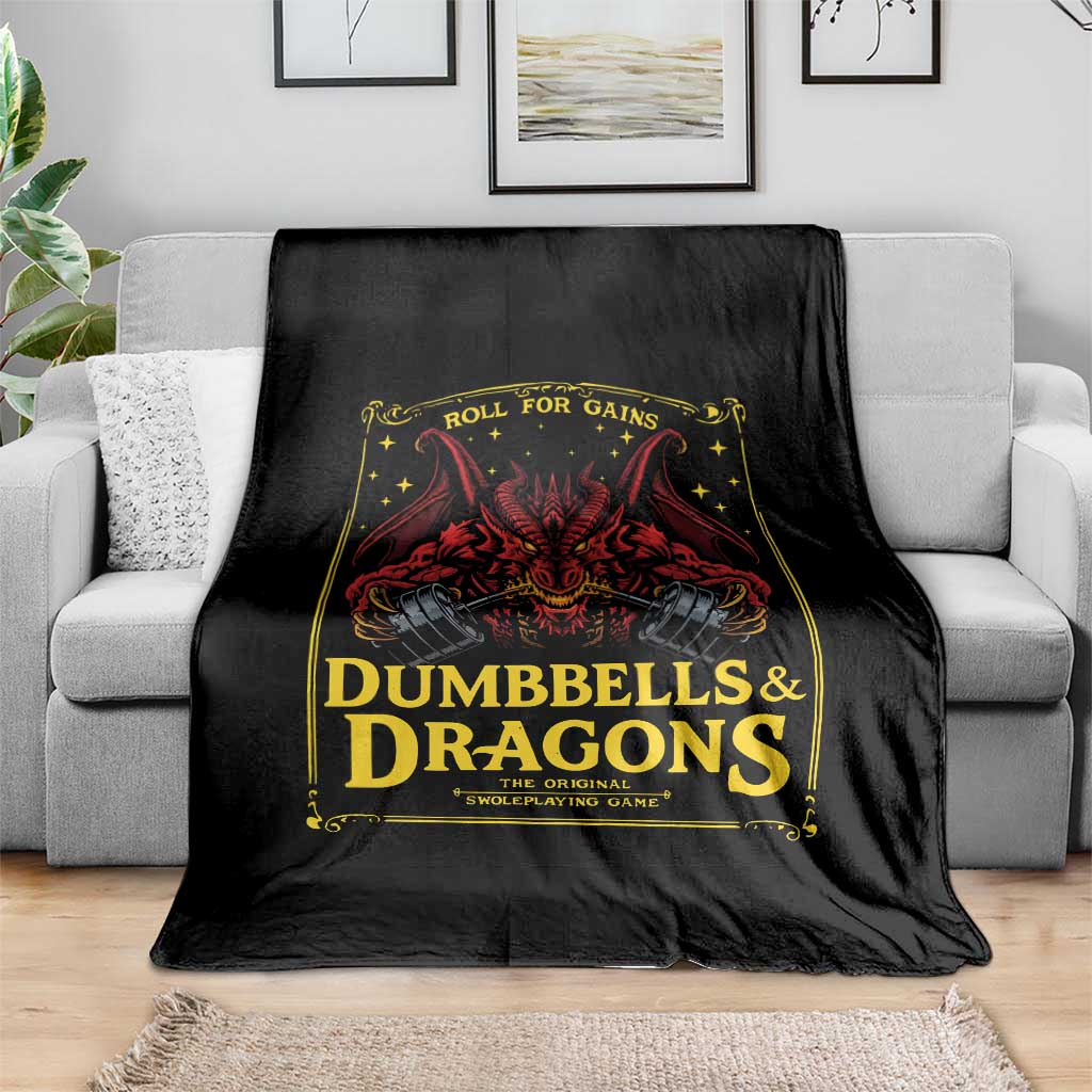 Funny RPG Weightlifting Workout Gym Throw Blanket Dumbbells And Dragons The Original Swoleplaying Game - Wonder Print Shop