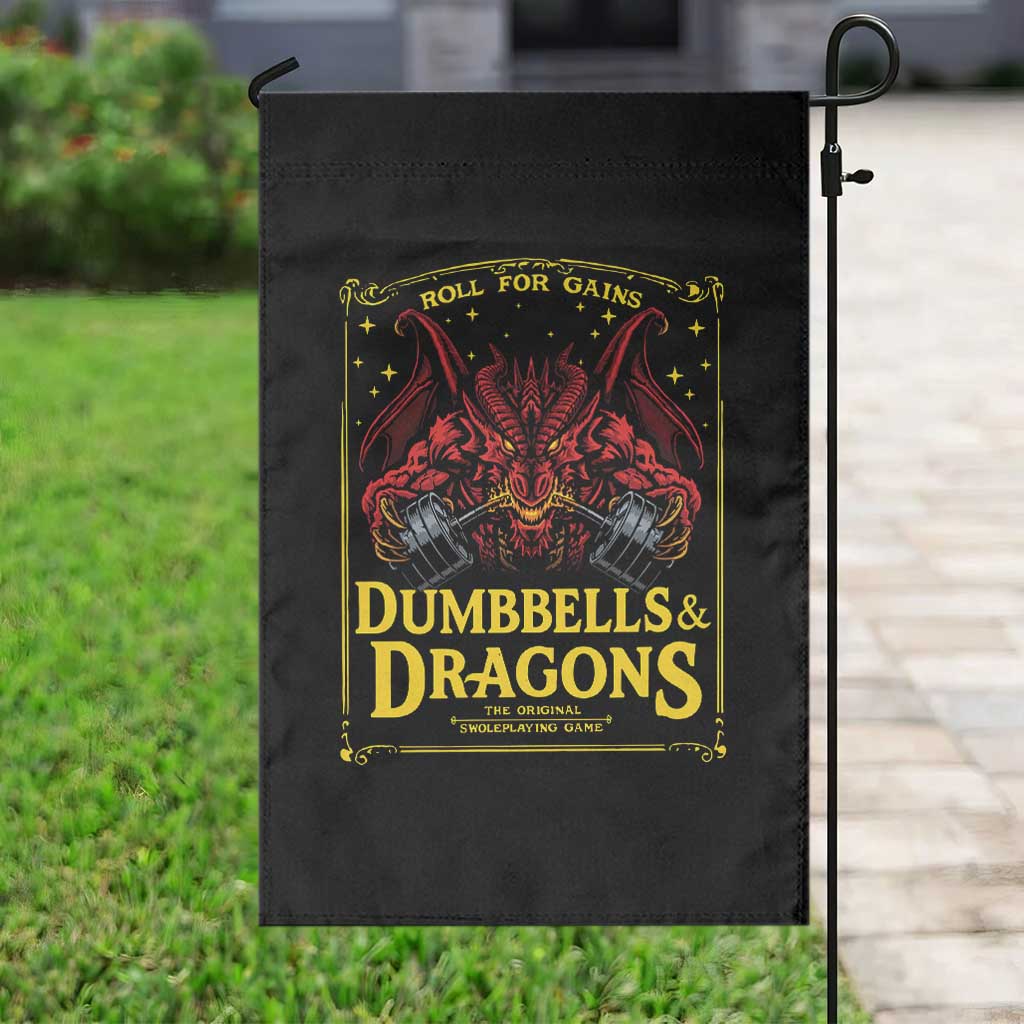 Funny RPG Weightlifting Workout Gym Garden Flag Dumbbells And Dragons The Original Swoleplaying Game - Wonder Print Shop