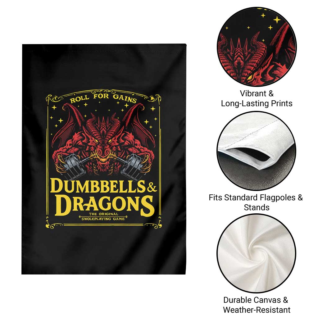 Funny RPG Weightlifting Workout Gym Garden Flag Dumbbells And Dragons The Original Swoleplaying Game - Wonder Print Shop