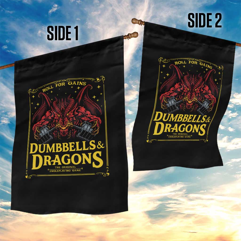 Funny RPG Weightlifting Workout Gym Garden Flag Dumbbells And Dragons The Original Swoleplaying Game - Wonder Print Shop