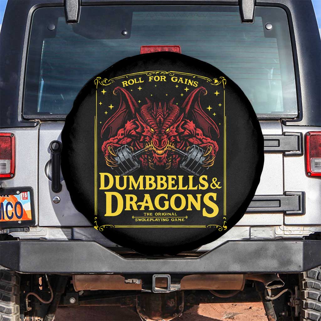 Funny RPG Weightlifting Workout Gym Spare Tire Cover Dumbbells And Dragons The Original Swoleplaying Game - Wonder Print Shop
