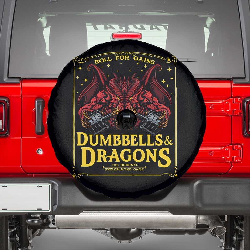 Funny RPG Weightlifting Workout Gym Spare Tire Cover Dumbbells And Dragons The Original Swoleplaying Game - Wonder Print Shop