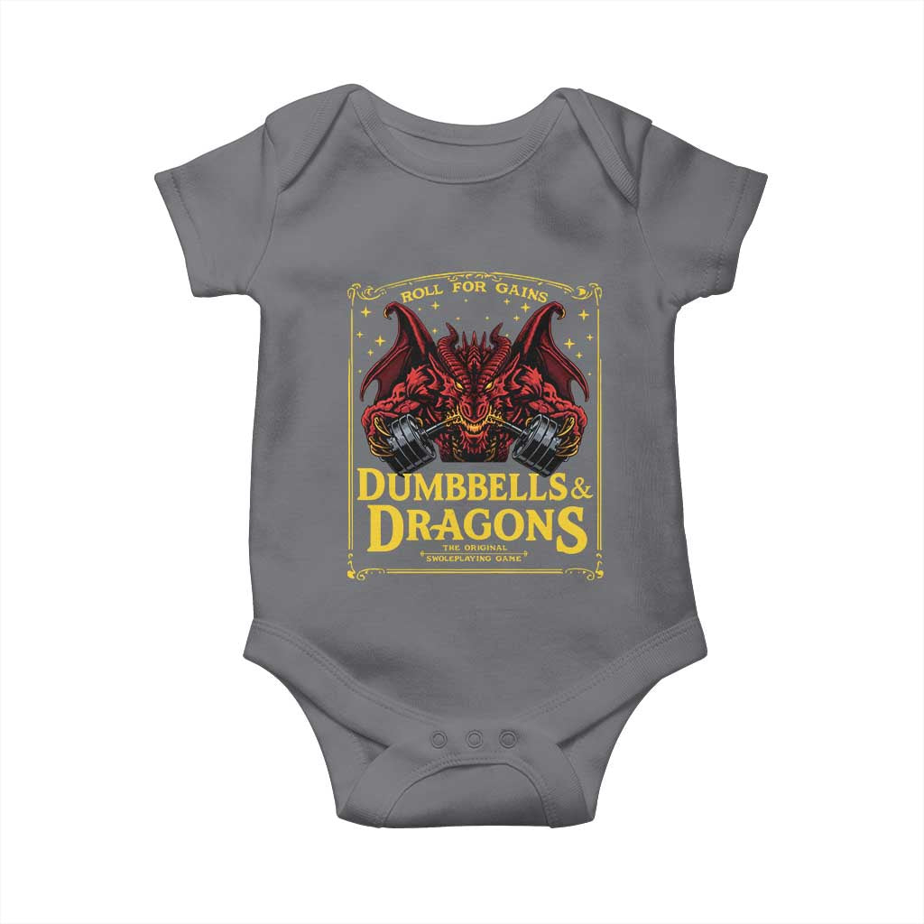 Funny RPG Weightlifting Workout Gym Baby Onesie Dumbbells And Dragons The Original Swoleplaying Game - Wonder Print Shop