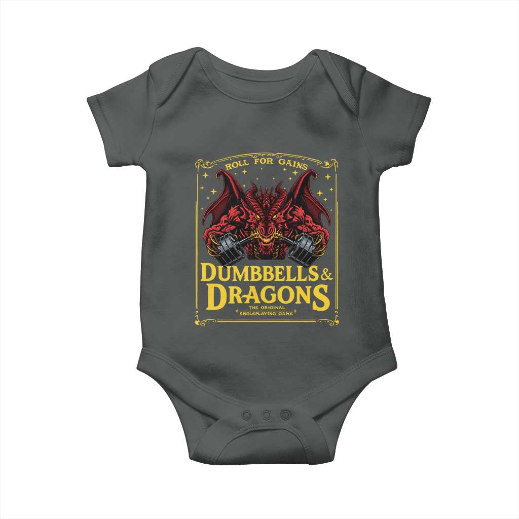 Funny RPG Weightlifting Workout Gym Baby Onesie Dumbbells And Dragons The Original Swoleplaying Game - Wonder Print Shop