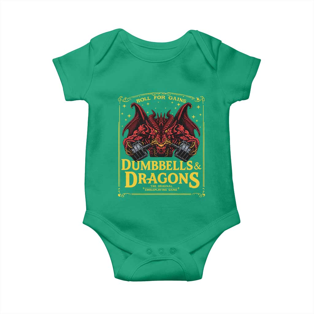 Funny RPG Weightlifting Workout Gym Baby Onesie Dumbbells And Dragons The Original Swoleplaying Game - Wonder Print Shop