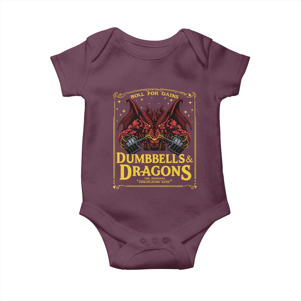 Funny RPG Weightlifting Workout Gym Baby Onesie Dumbbells And Dragons The Original Swoleplaying Game - Wonder Print Shop