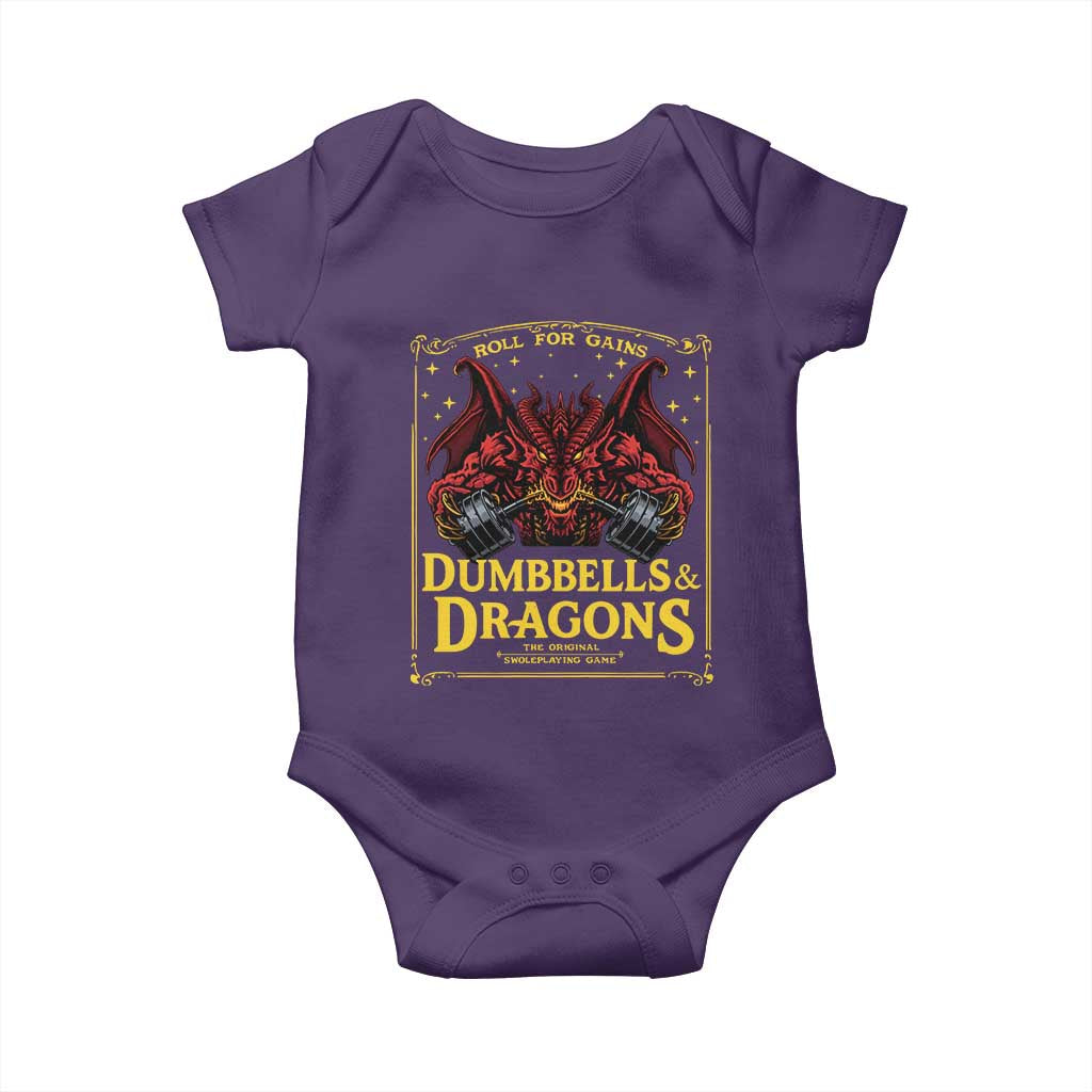 Funny RPG Weightlifting Workout Gym Baby Onesie Dumbbells And Dragons The Original Swoleplaying Game - Wonder Print Shop