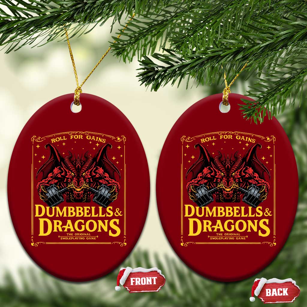 Funny RPG Weightlifting Workout Gym Ceramic Ornament Dumbbells And Dragons The Original Swoleplaying Game - Wonder Print Shop