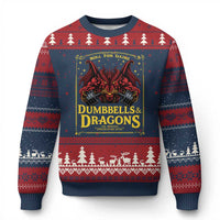Funny RPG Weightlifting Workout Gym Ugly Christmas Sweater Dumbbells And Dragons The Original Swoleplaying Game - Wonder Print Shop