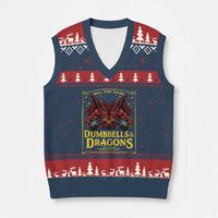 Funny RPG Weightlifting Workout Gym V-Neck Knit Sweater Vest Dumbbells And Dragons The Original Swoleplaying Game - Wonder Print Shop