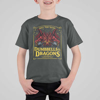 Funny RPG Weightlifting Workout Gym T Shirt For Kid Dumbbells And Dragons The Original Swoleplaying Game - Wonder Print Shop