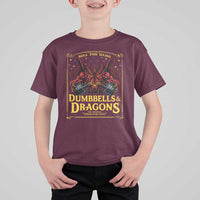 Funny RPG Weightlifting Workout Gym T Shirt For Kid Dumbbells And Dragons The Original Swoleplaying Game - Wonder Print Shop