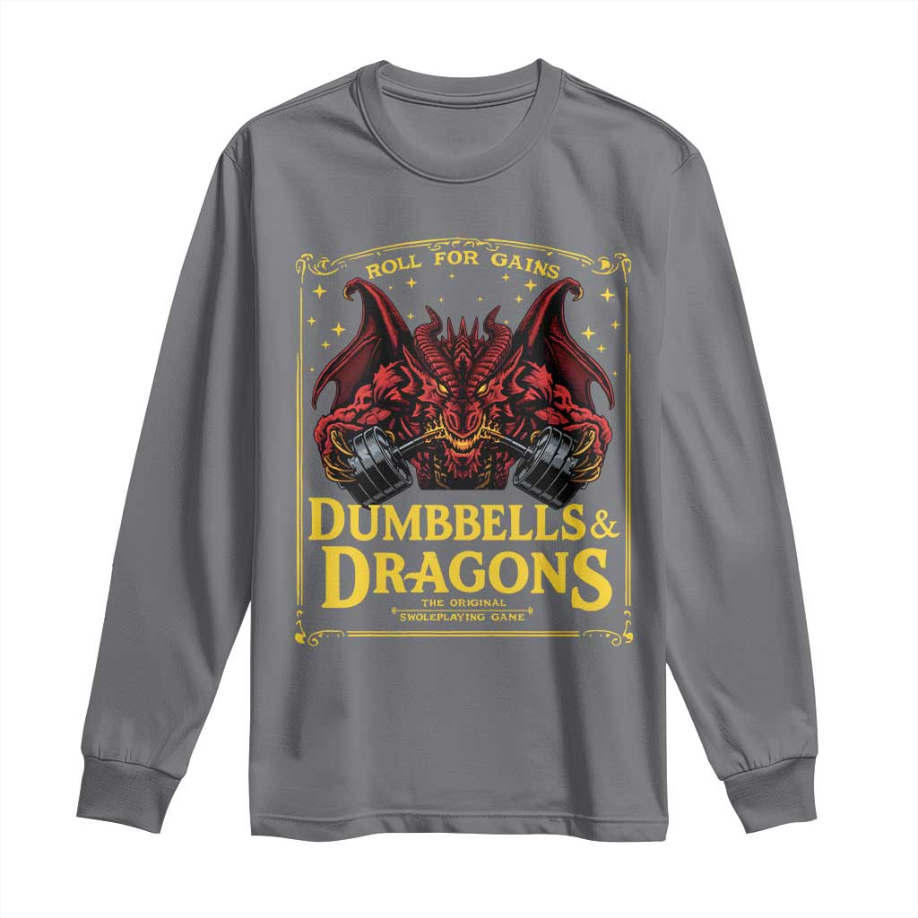 Funny RPG Weightlifting Workout Gym Long Sleeve Shirt Dumbbells And Dragons The Original Swoleplaying Game - Wonder Print Shop