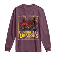 Funny RPG Weightlifting Workout Gym Long Sleeve Shirt Dumbbells And Dragons The Original Swoleplaying Game - Wonder Print Shop