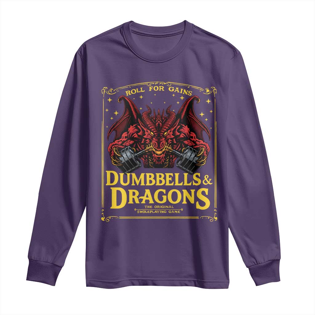 Funny RPG Weightlifting Workout Gym Long Sleeve Shirt Dumbbells And Dragons The Original Swoleplaying Game - Wonder Print Shop