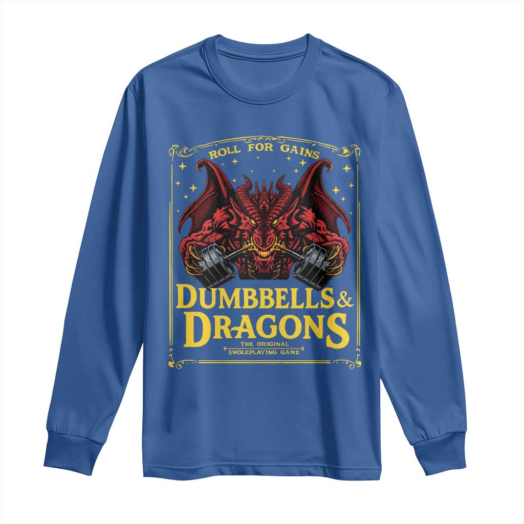 Funny RPG Weightlifting Workout Gym Long Sleeve Shirt Dumbbells And Dragons The Original Swoleplaying Game - Wonder Print Shop