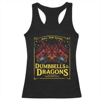 Funny RPG Weightlifting Workout Gym Racerback Tank Top Dumbbells And Dragons The Original Swoleplaying Game - Wonder Print Shop