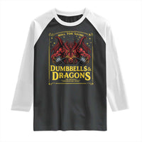 Funny RPG Weightlifting Workout Gym Raglan Shirt Dumbbells And Dragons The Original Swoleplaying Game - Wonder Print Shop