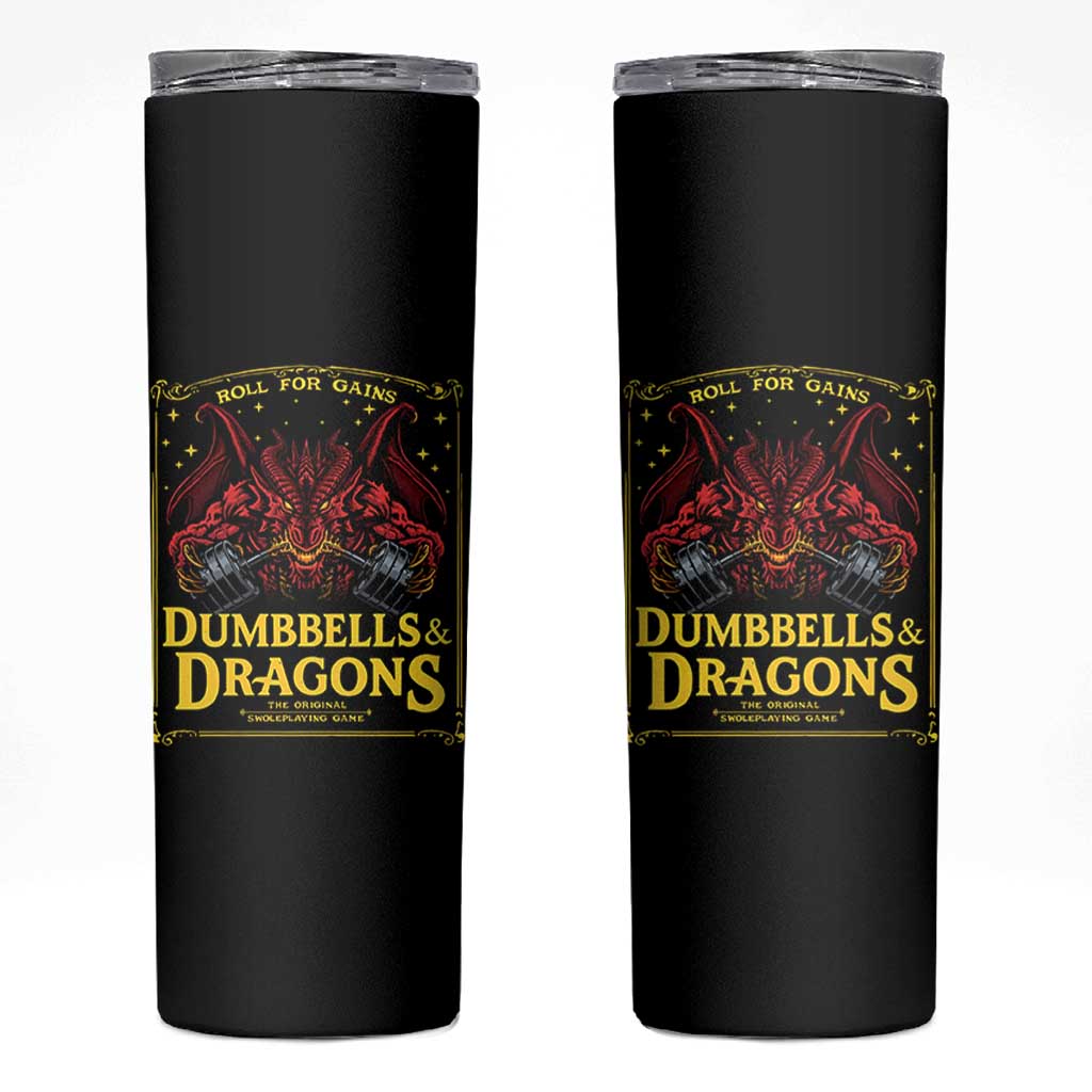 Funny RPG Weightlifting Workout Gym Skinny Tumbler Dumbbells And Dragons The Original Swoleplaying Game - Wonder Print Shop