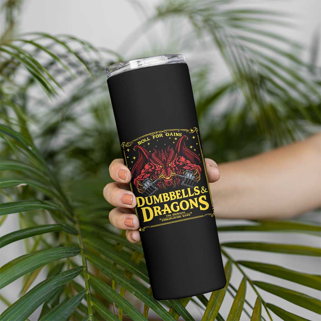 Funny RPG Weightlifting Workout Gym Skinny Tumbler Dumbbells And Dragons The Original Swoleplaying Game - Wonder Print Shop