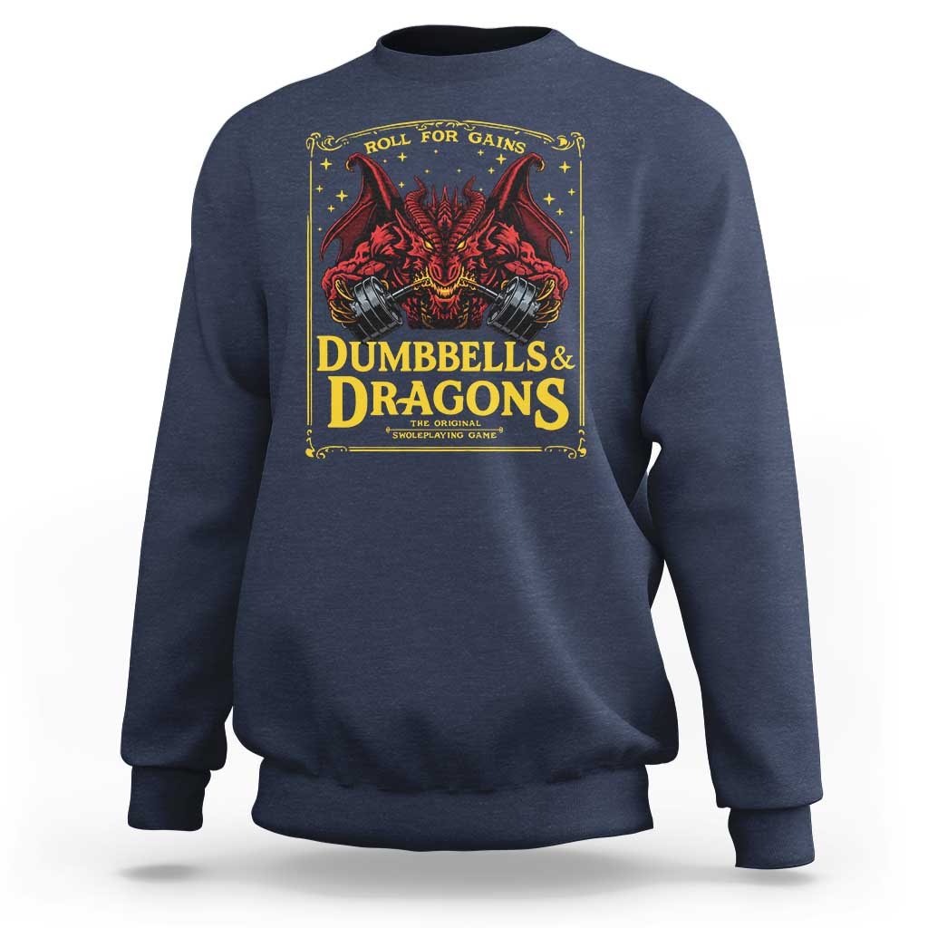 Funny RPG Weightlifting Workout Gym Sweatshirt Dumbbells And Dragons The Original Swoleplaying Game - Wonder Print Shop
