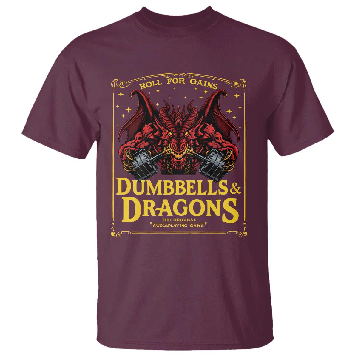 Funny RPG Weightlifting Workout Gym T Shirt Dumbbells And Dragons The Original Swoleplaying Game - Wonder Print Shop