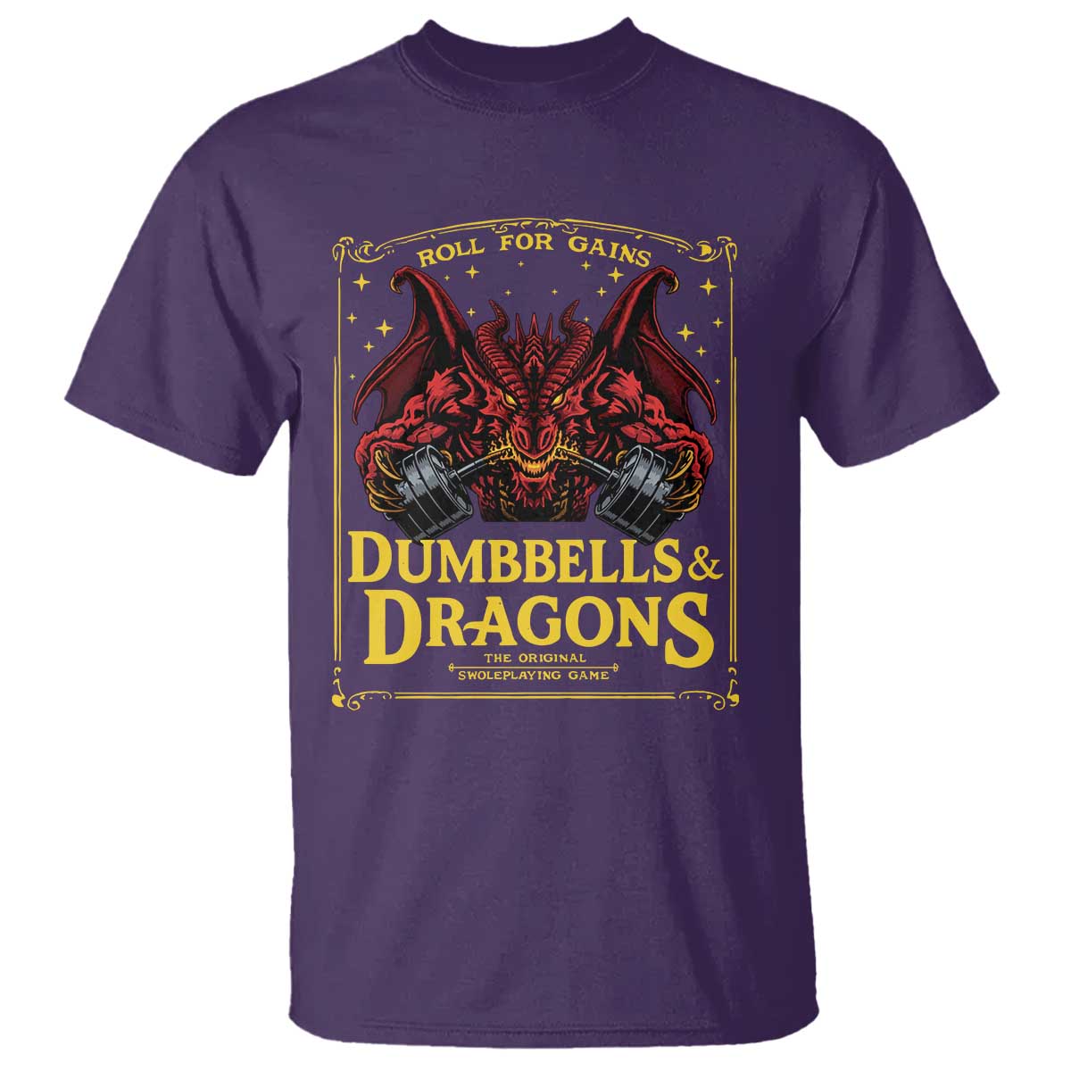 Funny RPG Weightlifting Workout Gym T Shirt Dumbbells And Dragons The Original Swoleplaying Game - Wonder Print Shop