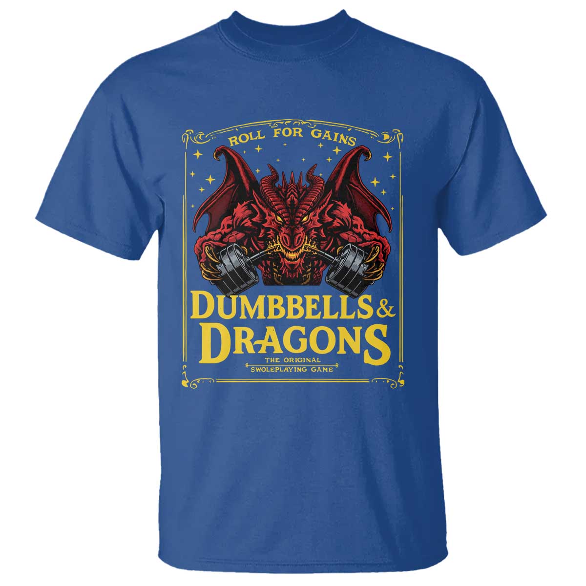 Funny RPG Weightlifting Workout Gym T Shirt Dumbbells And Dragons The Original Swoleplaying Game - Wonder Print Shop