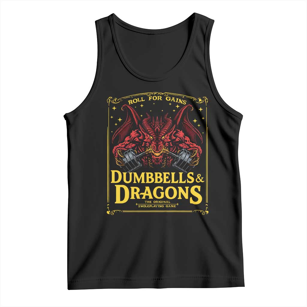 Funny RPG Weightlifting Workout Gym Tank Top Dumbbells And Dragons The Original Swoleplaying Game - Wonder Print Shop
