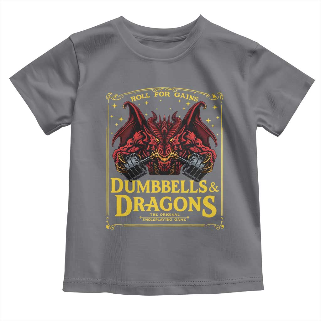 Funny RPG Weightlifting Workout Gym Toddler T Shirt Dumbbells And Dragons The Original Swoleplaying Game - Wonder Print Shop