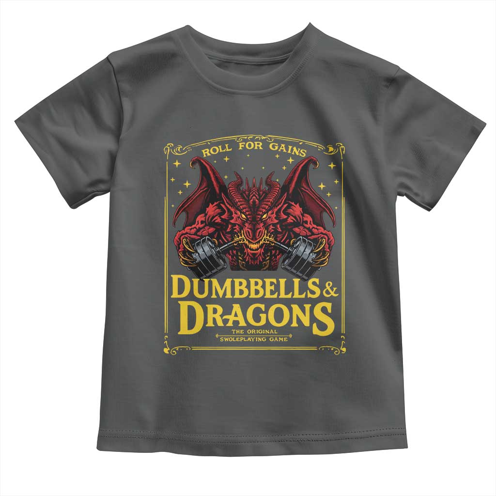 Funny RPG Weightlifting Workout Gym Toddler T Shirt Dumbbells And Dragons The Original Swoleplaying Game - Wonder Print Shop