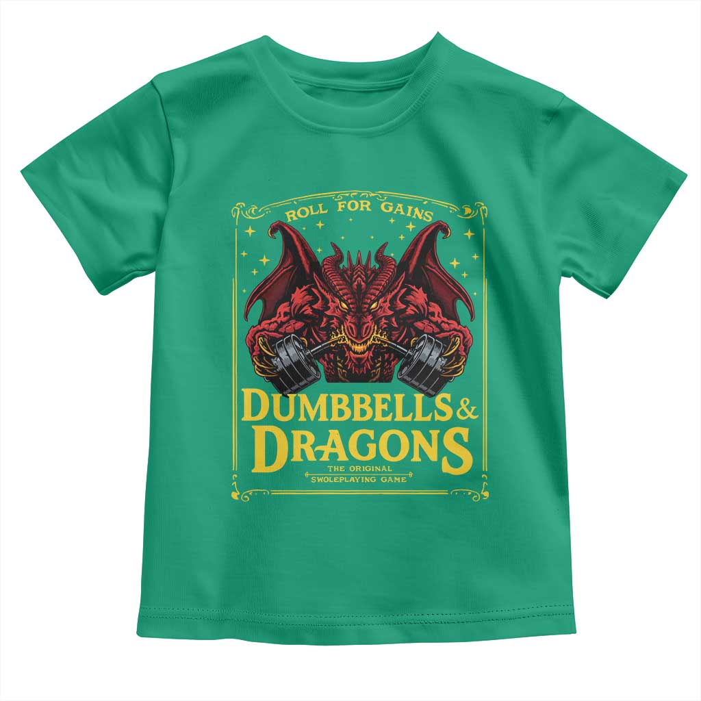 Funny RPG Weightlifting Workout Gym Toddler T Shirt Dumbbells And Dragons The Original Swoleplaying Game - Wonder Print Shop