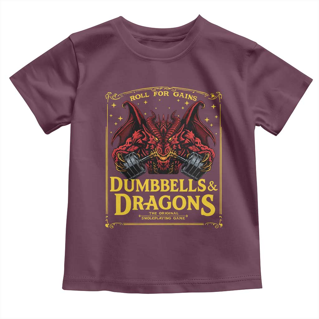 Funny RPG Weightlifting Workout Gym Toddler T Shirt Dumbbells And Dragons The Original Swoleplaying Game - Wonder Print Shop