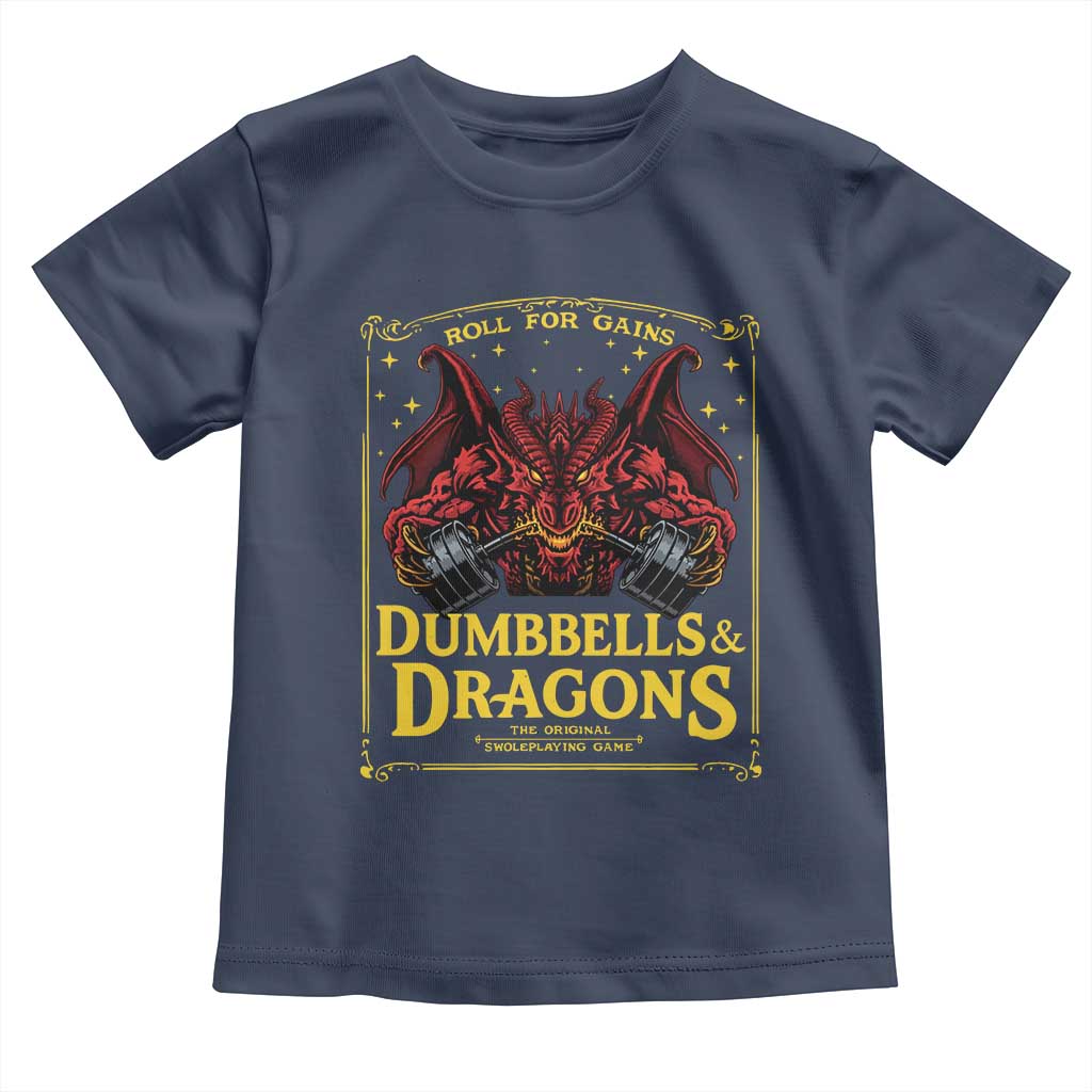 Funny RPG Weightlifting Workout Gym Toddler T Shirt Dumbbells And Dragons The Original Swoleplaying Game - Wonder Print Shop
