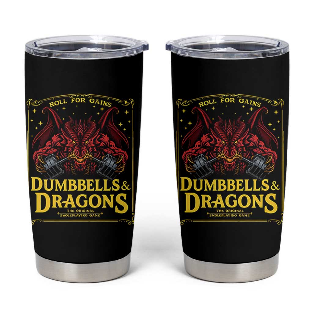 Funny RPG Weightlifting Workout Gym Tumbler Cup Dumbbells And Dragons The Original Swoleplaying Game - Wonder Print Shop