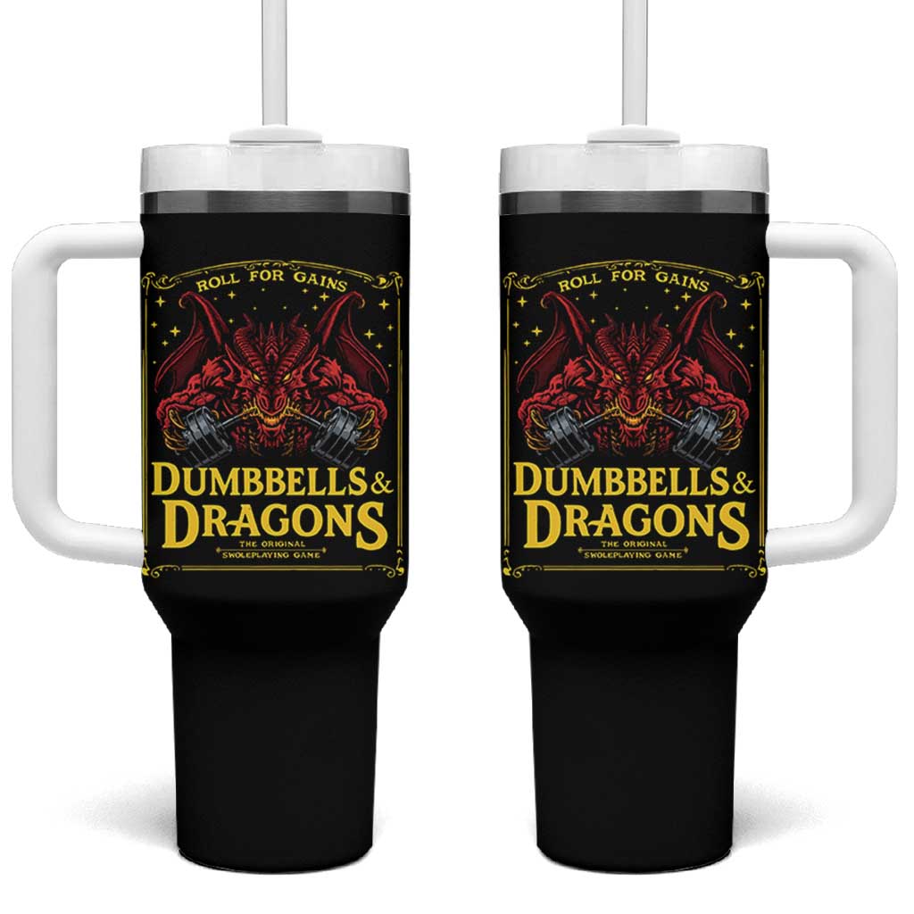 Funny RPG Weightlifting Workout Gym Tumbler With Handle Dumbbells And Dragons The Original Swoleplaying Game - Wonder Print Shop