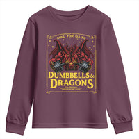 Funny RPG Weightlifting Workout Gym Youth Sweatshirt Dumbbells And Dragons The Original Swoleplaying Game - Wonder Print Shop