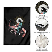 Funny Christian Prawn Garden Flag Retro Jesus Riding A Shrimp Meme - Wonder Print Shop