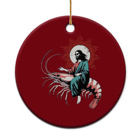 Funny Christian Prawn Ceramic Ornament Retro Jesus Riding A Shrimp Meme - Wonder Print Shop