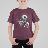 Funny Christian Prawn T Shirt For Kid Retro Jesus Riding A Shrimp Meme - Wonder Print Shop