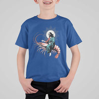 Funny Christian Prawn T Shirt For Kid Retro Jesus Riding A Shrimp Meme - Wonder Print Shop