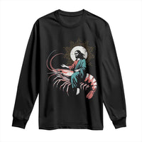 Funny Christian Prawn Long Sleeve Shirt Retro Jesus Riding A Shrimp Meme - Wonder Print Shop